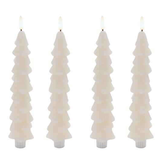 Melrose 9.5" White FIA Wick Tree Taper Candles, 4ct.